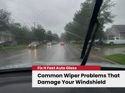 Worn wiper blade scratching windshield glass