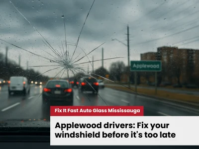 Cracked car windshield in Applewood, Mississauga