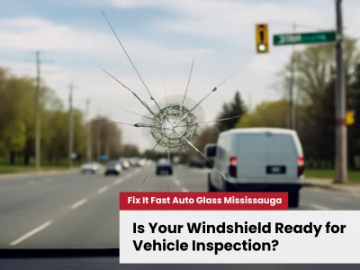 Cracked car windshield in Hurontario, Mississauga