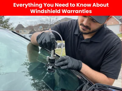 Technician repairing a cracked windshield