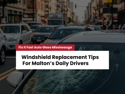 Damaged windshield in Mississauga traffic