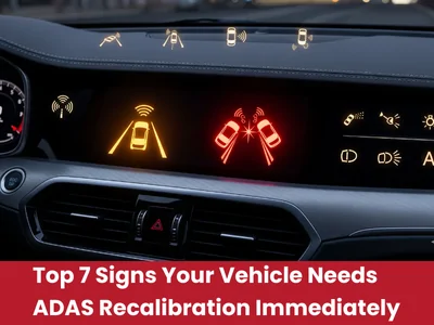 Car dashboard showing ADAS warning lights needing recalibration