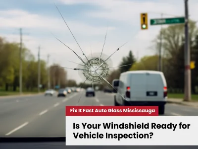 Cracked car windshield in Hurontario, Mississauga