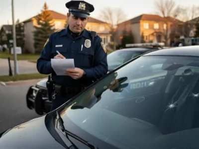 Cracked windshield in Brampton, Ontario, violation under Ontario HTA
