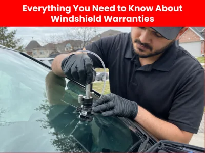 Technician repairing a cracked windshield
